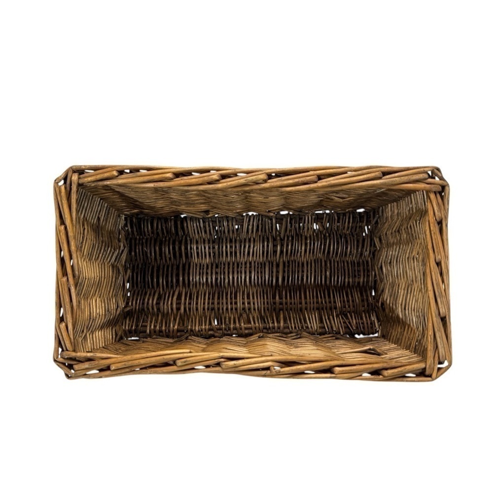 12 x 5.5” Rectangular Brown Wicker Basket - Picture 2 of 3
